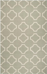 Surya Fallon Jill Rosenwald Geometric Flatweave Area Rug, 5-Feet by 8-Feet, Seafoam/Cream