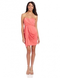 Sequin Hearts by My Michelle Juniors Ruching Strapless Dress, Coral, 9