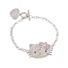 Hello Kitty Silver Tone Crystal Charm Bracelet