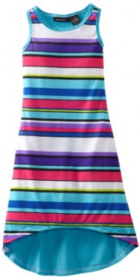 One Step Up Girls 2-6X Stripe Tank Maxi, Aqua Crest, Small/4