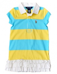 Ralph Lauren Toddler Girls Cotton Rugby Dress (6, Topaz Blue)