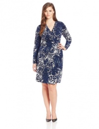 Jones New York Women's Plus-Size Long Sleeve Wrap Dress