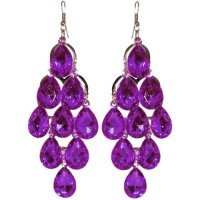 Chandelier Earrings, in Purple with Silver Finish