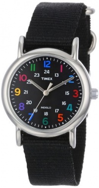 Timex Women's T2N869 Weekender Slip-Thru Black Nylon Strap Watch