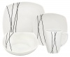 Melange Black Lines Square Porcelain 32-Piece Place Setting, Service for 8