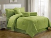 Chezmoi Collection 7-pieces Hotel Dobby Stripe Comforter Set, Queen, Apple Green