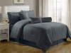 Chezmoi Collection 7-pieces Hotel Dobby Stripe Comforter Set, Full, Gray