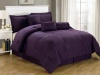 Chezmoi Collection 7-pieces Hotel Dobby Stripe Comforter Set, Queen, Purple