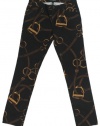 Lauren Jeans Co. Women's Equestrian Print Modern Skinny Jeans (8, Black Multi)