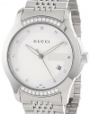 Gucci Men's YA126407 G-Timeless Stainless Steel Diamond-Accented Watch