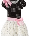 Bonnie Jean Girls 2-6X Eyelash Dot Dropwaist Dress, Black, 2T