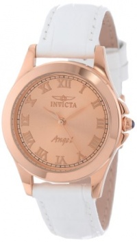 Invicta Women's 14806 Angel Rose Gold Dial White Leather Interchangeable Strap Watch Set