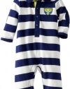 Little Me Baby-Boys Newborn Rugby Coverall, Navy Stripe, 9 Months