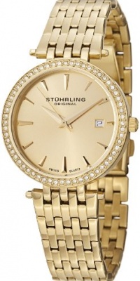 Stuhrling Original Women's 579.03 Soiree Tiara Swiss Quartz Swarovski Gold Tone Date Watch