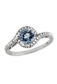 Effy Jewlery 14K White Gold Blue Topaz and Diamond Ring, .91 TCW Ring size 7