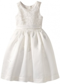 Us Angels Girls 2-6X Lace Overlay with Satin Skirt, Ivory, 5