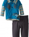 Calvin Klein Baby-Boys Newborn 2-Fer Polo Top With Pants, Blue, 3/6 Months