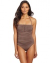 Calvin Klein Women's Shirred One Piece Bandeau, Iron, 12