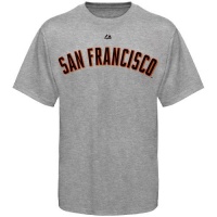 MLB Majestic San Francisco Giants Official Road Wordmark T-Shirt - Ash