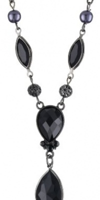 1928 Jewelry Jet Teardrop Y-shape Necklace