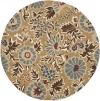 Safavieh BLM912C Blossoms Collection Handmade Wool Round Area Rug, 4-Feet in Diameter, Beige and Multi