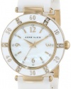 Anne Klein Women's 109416WTWT Swarovski Crystals Gold-Tone White Ceramic  Watch