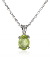 Sterling Silver 8x6mm Oval Peridot Pendant Necklace