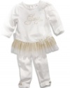 GUESS Kids Girls newborn long-sleeve ruffle tunic dress and leggings set (0-9m), OFF WHITE (3/6M)