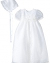 Jayne Copeland Baby-Girls Infant Christening Organza Galloon Lace Dress, White, 24 Months