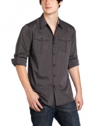 Burnside Men's Contrast Pinestripe Long Sleeve Woven Shirt