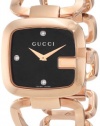 Gucci Women's YA125409 G-Gucci Black Sun Brushed Dial with Diamonds Watch