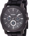 Fossil Men's FS4487 Black Silicone Bracelet Black Analog Dial Chronograph Watch