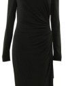 Ruched Off-the-Shoulder Cowl Neck Jersey Dress (8, Black)