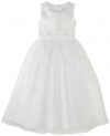 Us Angels Girls 7-16 Dress With Handbeaded Cummerbund, White, 8