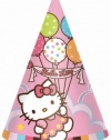 Amscan Hello Kitty Balloon Dreams 7 Party Cone Hats, 8-Count