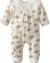 ABSORBA Baby-Girls Newborn Velour Bird Footie, White, 3-6 Months