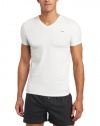 Diesel Men's Michael Essentials Logo Performance V-Neck T-Shirt, White, Medium