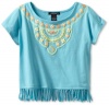 Baby Phat Girl's  Fringe Top with Aztec Print, Capri, Small