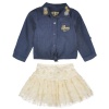 GUESS Kids Girls baby girl tie-front woven shirt and lace skirt set (12-24m), DARK DENIM RINSE (24M)