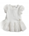 GUESS Kids Girls newborn short-sleeve dress with rose skirt and pantie set (0-9m), OFF WHITE (3/6M)