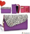 ZEBRA & PURPLE | LG Jil Sander Mobile Universal Phone Case with Card & Cash Holder - Women's Wallet Wrist-let & Shoulder Chain. Bonus Ekatomi Screen Cleaner