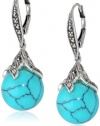 Judith Jack Paradise Marcasite Turquoise Crystal Bead Drop Earrings