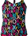 Roxy Girls 7-16 T-Back Logo One Piece Swimsuit, True Black, 8