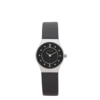 Skagen Women's 233XSSLB Skagen Denmark Wo Black Dial with Black Leather Watch