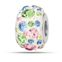 Pink, Blue And Green Kaleidoscope Bead In Sterling Silver