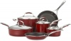 KitchenAid Gourmet Aluminum Nonstick 10-Piece Cookware Set, Red