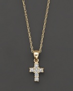 A heavenly diamond cross pendant in 14 Kt. yellow gold, with rope chain.