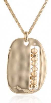 Kenneth Cole New York Shiny Metals Faceted Bead Gold Sculptural Rectangle Pendant Necklace, 23