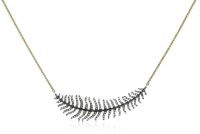 Mizuki 14k White Diamond Long Quill Necklace On Wheat Chain, 17.25