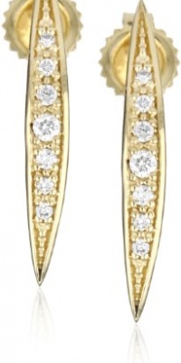 Mizuki 14k Gold and Diamond Curved Icicle Post Earrings